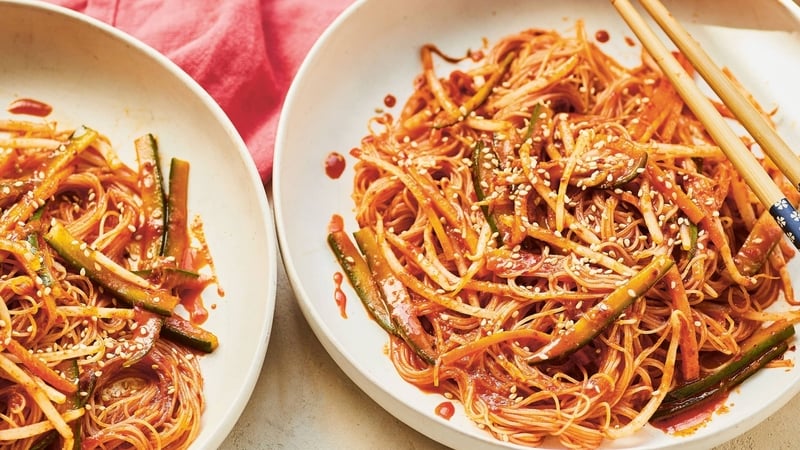 Kwoklyn Wan's red chilli paste glass noodles (Sam Folan/PA)