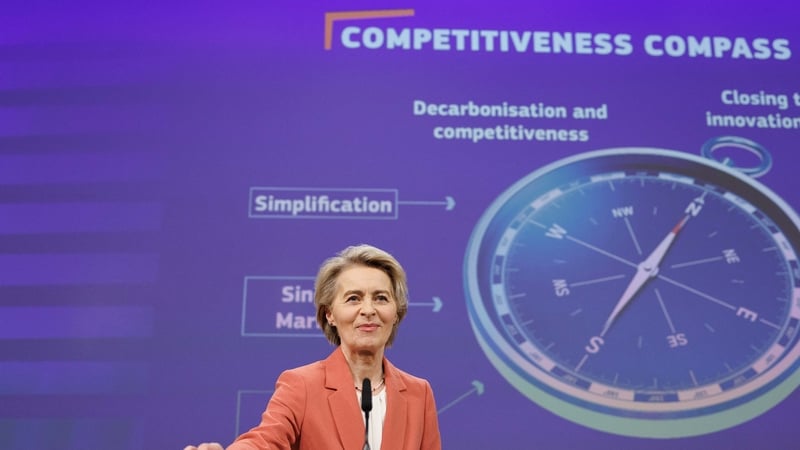 Ursula von der Leyen speaking at the launch of the EU's new Competitiveness Compass initiative