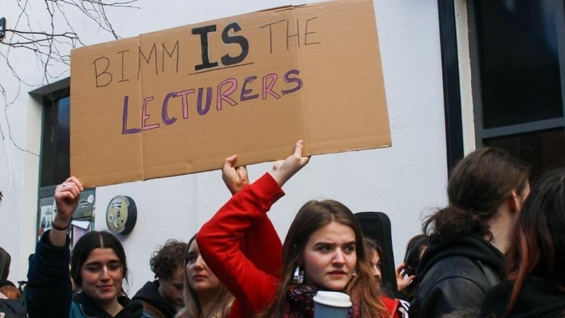 Students have held protests outside the college in recent weeks standing in solidarity with their lecturers