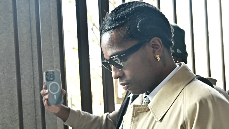 Rakim Mayers, aka A$AP Rocky, arrives at the Clara Shortridge Foltz Criminal Justice Center in downtown Los Angeles on Wednesday