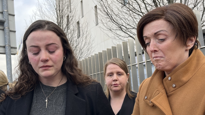 Joe Drennan's mother Marguerite and sister Sarah outside the court