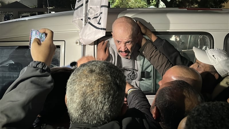 A Palestinian man returns to Gaza after being freed from an Israeli prison