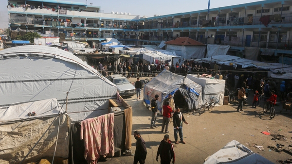 An UNRWA affiliated school where Palestinians also live in Deir al-Balah, Gaza