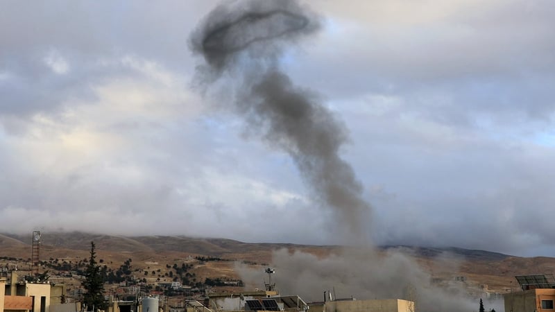 Smoke rises from an Israeli airstrike in the Bekaa Valley last November