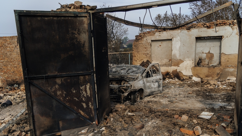 The strike occurred in Sudzha, Kursk Region, Russia (pictured after fighting began in the region last August)