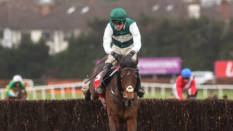 Solness, ridden by Danny Mullins, on the way to winning the Ladbrokes Dublin Chase