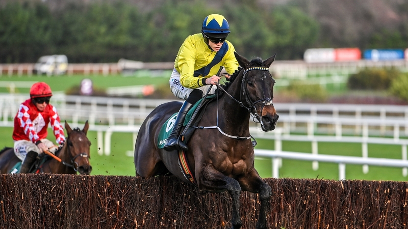 Marine Nationale, with Michael O'Sullivan up, on the way to a win at the Leopardstown Christmas Festival in 2023