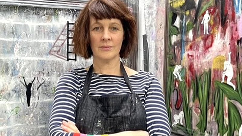 Artist Louise Cherry pictured in her studio