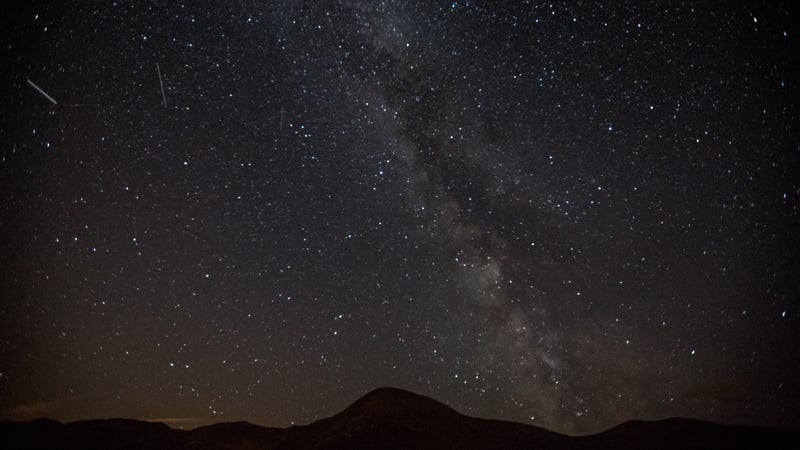 Milky Way and Perseid Meteors over Croagh Patrick mountain, County Mayo, in 2016. Photo: Getty Images