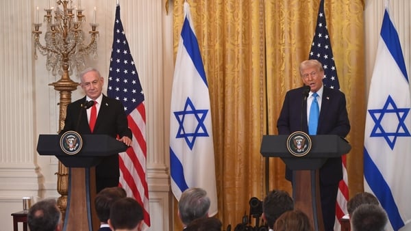 President Donald Trump and Israeli Prime Minister Benjamin Netanyahu hold a joint press conference in the White House