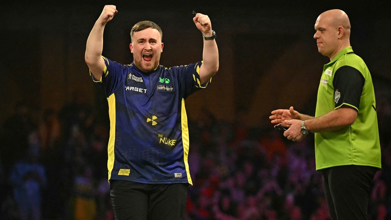 Luke Littler reacts after defeating Michael van Gerwen in this year's World Championship final