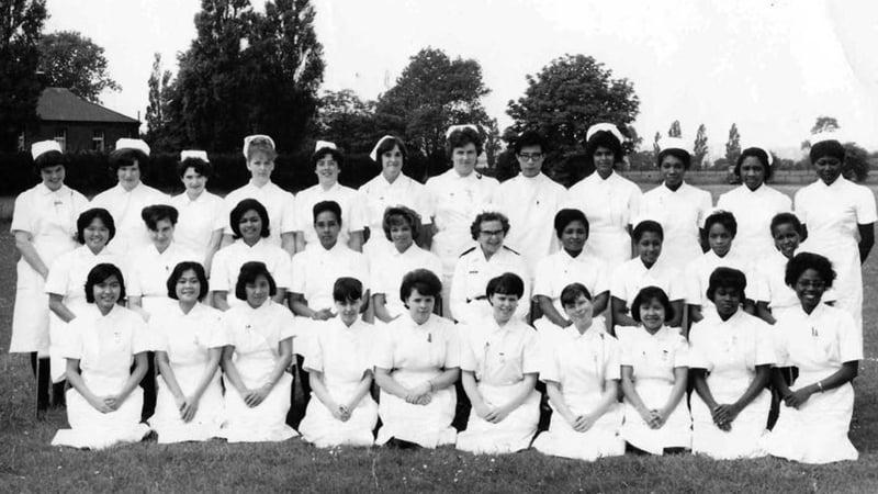NHS nursing students in 1966, including Irishwoman Bernie Naughton. Photo: Bernie Naughton