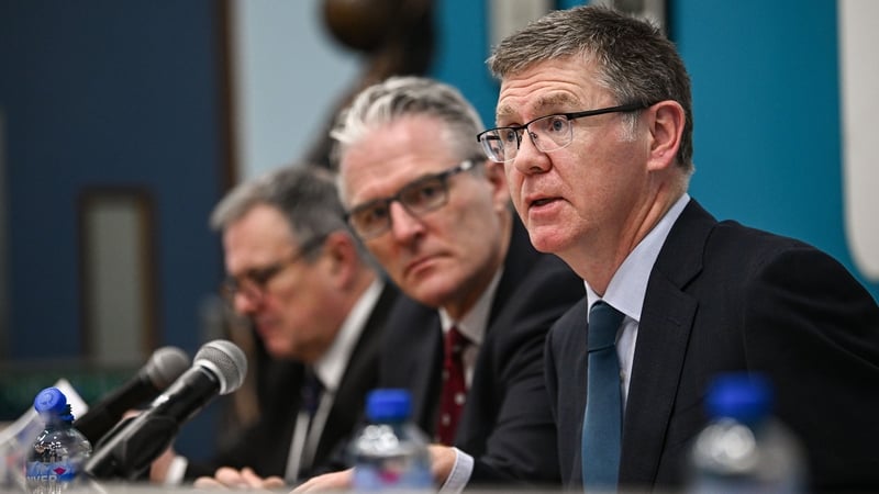 GAA Director General Tom Ryan (r) alongside President Jarlath Burns at the GAA Annual Report media event at Croke Park