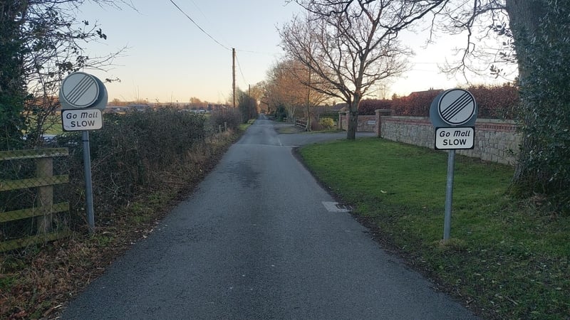 A view of 'Go Slow' signs in Co Offaly this morning. The sign now means drivers must not exceed 60km/h