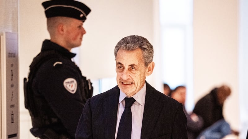 Former French president Nicolas Sarkozy arrives at the Paris Correctional Courthouse last month for a separate trial