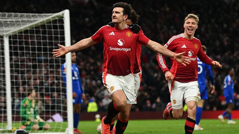 Harry Maguire celebrates his winning goal