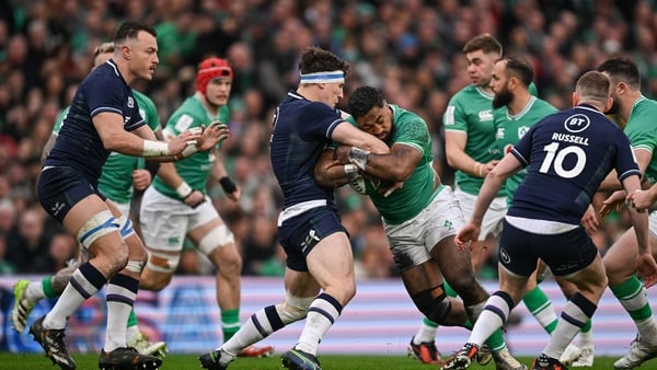 Rory Darge tackles Bundee Aki during last year's Six Nations encounter