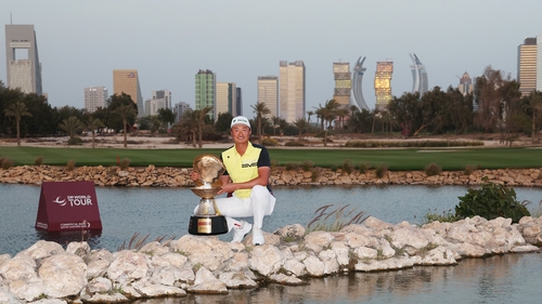 Haotong Li picked up this trophy and a cheque for €409,592.05 after his win at Doha Golf Club