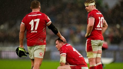 Nick Tompkins (c) after Wales fell to a 14th successive Test defeat