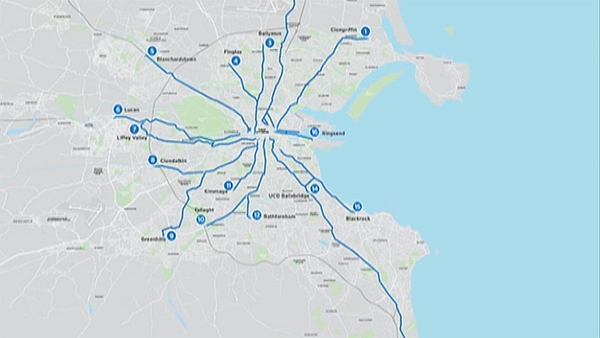 Bus Connects redesigned network, 2020.