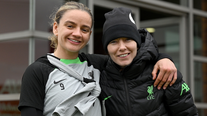 Amber Whiteley (right) with Ireland and Liverpool striker Leanne Kiernan