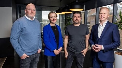 Colm MacCarvill, Ireland Site Lead at Squarespace, Katie Thurston, from IDA Ireland, Anthony Casalena, founder and CEO of Squarespace and Donal Travers, IDA Ireland