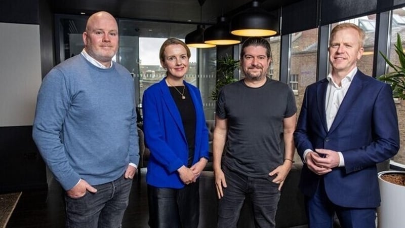 Colm MacCarvill, Ireland Site Lead at Squarespace, Katie Thurston, from IDA Ireland, Anthony Casalena, founder and CEO of Squarespace and Donal Travers, IDA Ireland