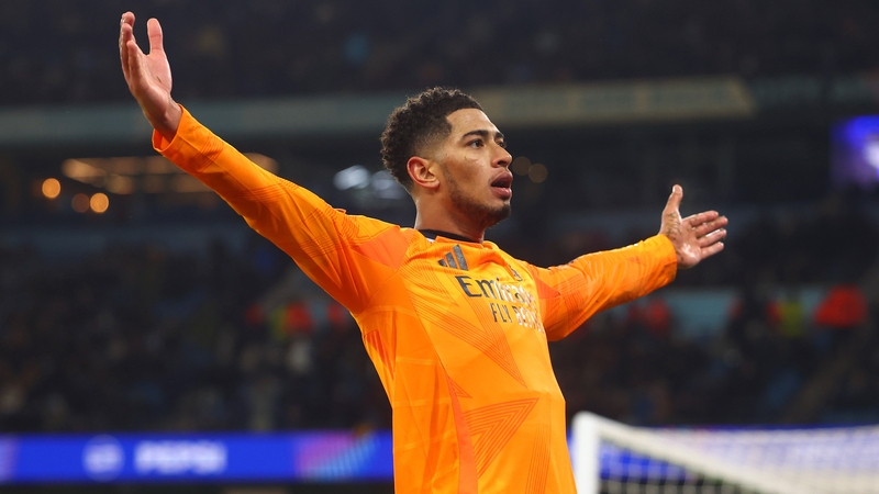 Jude Bellingham celebrates scoring his stoppage-time winner