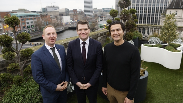 IDA Ireland CEO Michael Lohan, Minister for Enterprise, Tourism and Employment Peter Burke and Chase Lochmiller, CEO and co-founder of Crusoe