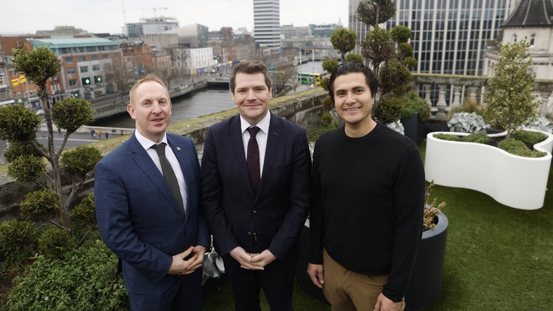 IDA Ireland CEO Michael Lohan, Minister for Enterprise, Tourism and Employment Peter Burke and Chase Lochmiller, CEO and co-founder of Crusoe