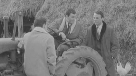 Des Kelly and Eamonn Monaghan from The Capitol showband with RTÉ reporter Ted Nealon (1965)