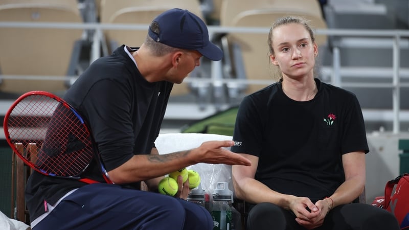 Stefano Vukov and Elena Rybakina are pictured at last year's French Open at Roland Garros