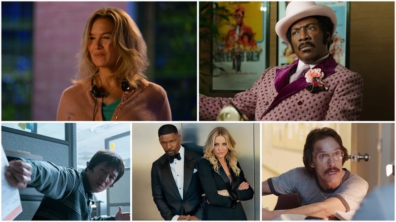 Some of the greatest Hollywood comebacks of all time. Clockwise from top left: Renée Zellwegger, Eddie Murphy, Matthew McConaughey, Cameron Diaz and Ke Huy Quan