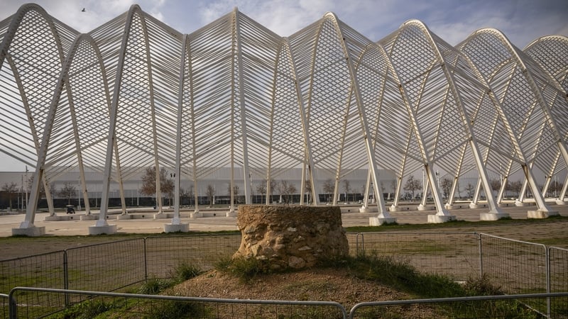 An ancient well, part of Hadrian's Aqueduct, is seen at the Olympic Sports Complex in Athens