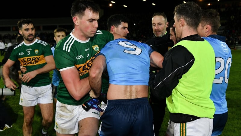Kerry's Jack Barry and Dublin's James McCarthy are among the players that clashed following the 2019 league encounter in Tralee