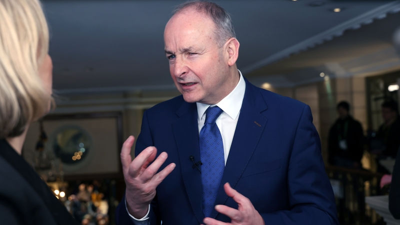 Taoiseach Micheál Martin speaks to reporters at the Munich Security Conference