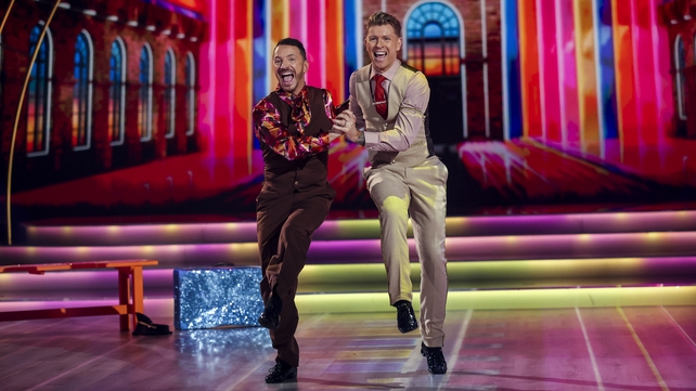 Comedian Gearóid Farrelly with his partner Stephen Vincent