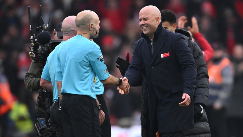 Arne Slot had a warmer post-match encounter with the officials than after Wednesday's draw