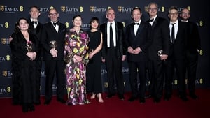 <p>Tessa Ross, Peter Straughan, Edward Berger, Isabella Rossellini, Juliette Howell, Robert Harris, Ralph Fiennes, Michael Jackman, guest and Nick Emerson</p>