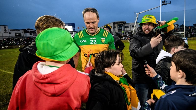 Michael Murphy signs autographs for Donegal fans at Ballybofey