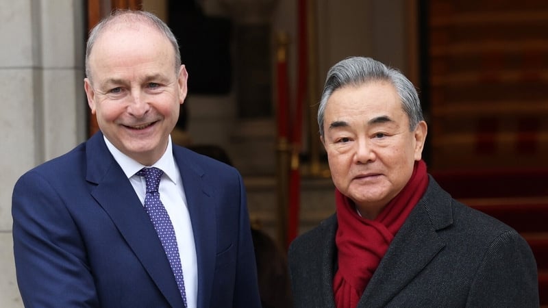 The Taoiseach welcomes Wang Yi to Government Buildings (Pic: RollingNews.ie)