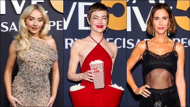 Sabrina Carpenter, Emma Stone, Kristen Wiig. Getty Images
