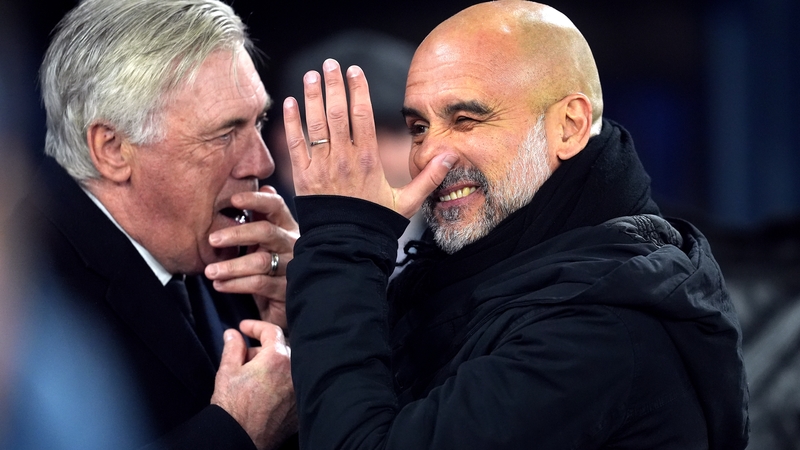 Carlo Ancelotti (L) and Pep Guardiola's sides shared five goals in a dramatic first leg
