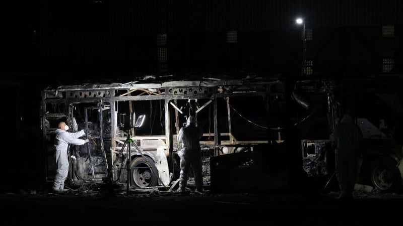 Security forces and bomb disposal units deployed to the scene of a bus explosion in Bat Yam