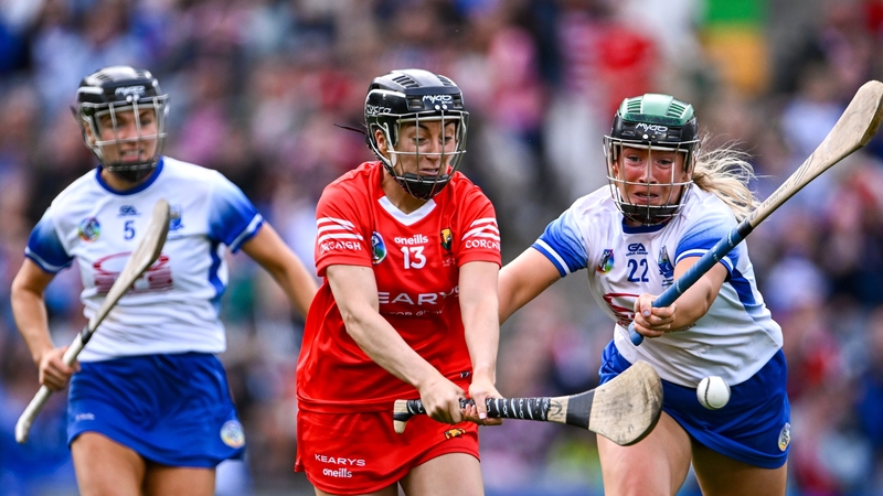 Amy O'Connor scores her third goal against Waterford in the 2023 All-Ireland camogie final. The sides meet on Saturday in the opening round of Division 1A.