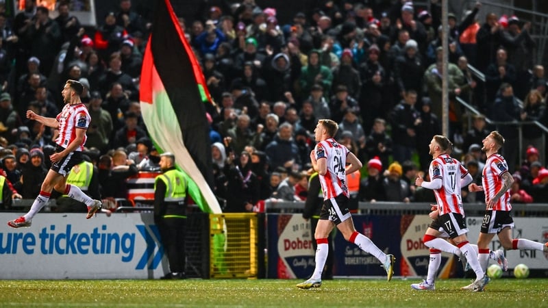 Michael Duffy of Derry City celebrates
