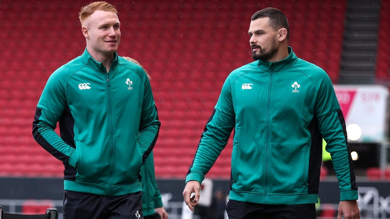 Ciarán Frawley (l) and Max Deegan are among the senior capped players to line out in Thomond Park on Friday