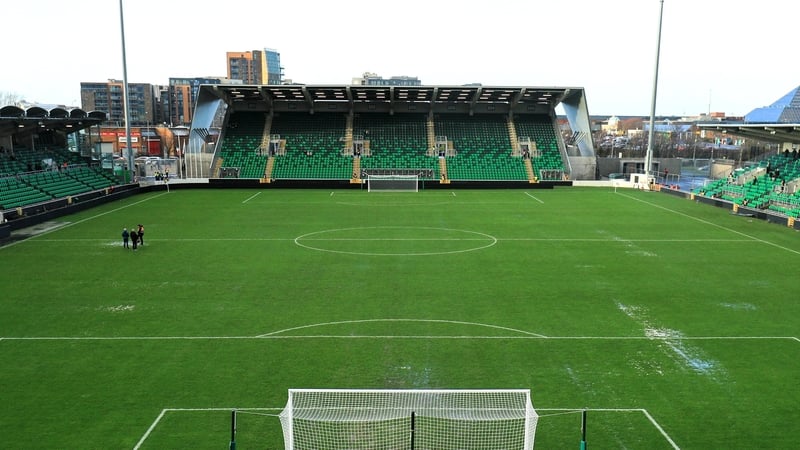 A view of the playing surface at Tallaght Stadium on Sunday, 23 February prior to the postponement
