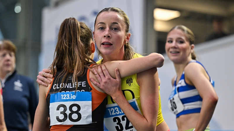 Sarah Healy of UCD AC after winning the women's 800m final