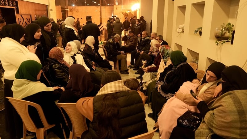 Families of Palestinians to be released gathered to welcome their relatives in Ramallah